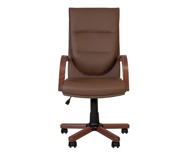 Direktorska stolica EXONIA EXTRA, drveni nasloni za ruke, eko koža, tamno smeđa