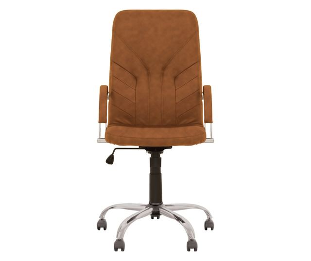 Stolica za upravu MAVIS STEEL CHROME, ekološka koža, svijetlosmeđa