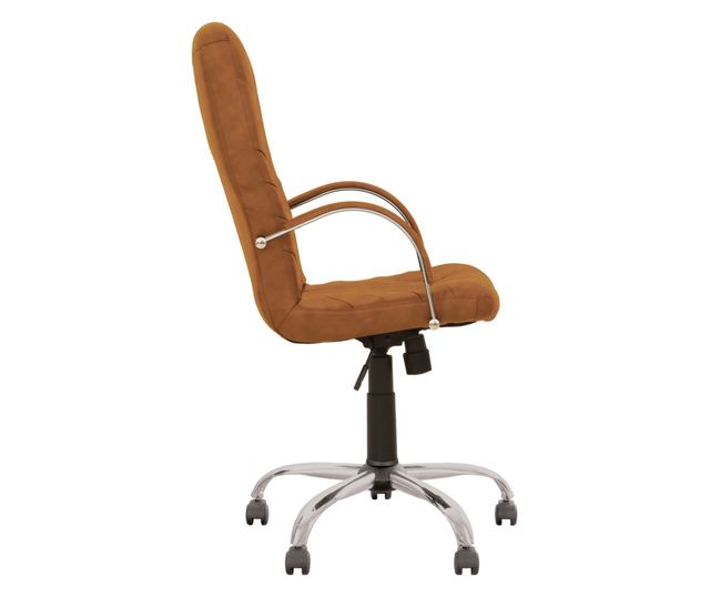 Stolica za upravu MAVIS STEEL CHROME, ekološka koža, svijetlosmeđa