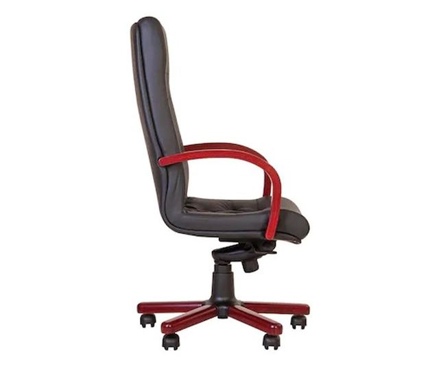 Stolac direktora CHEF LUX EXTRA, Crna, prirodna koža - drvo trešnje