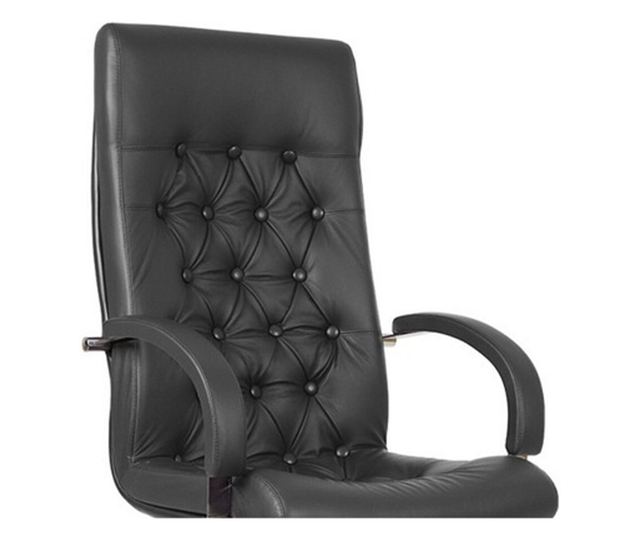 Stolac direktora CHEF LUX STEEL CHROME, tamno siva, prirodna koža