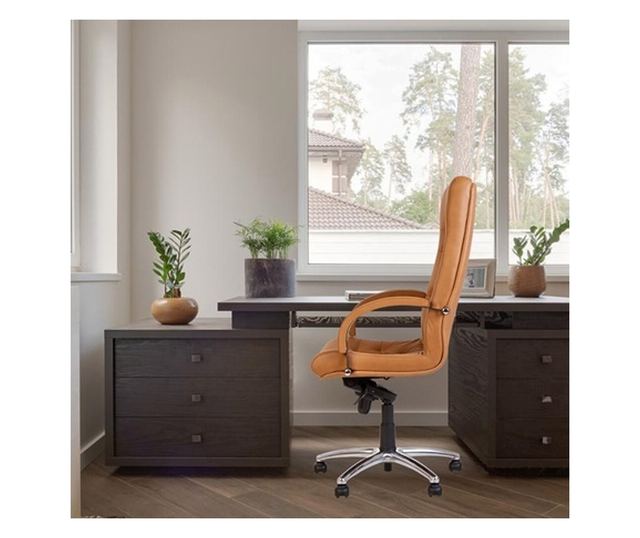 Scenarij direktora CHEF LUX STEEL CHROME, svijetlosmeđi, prirodna koža