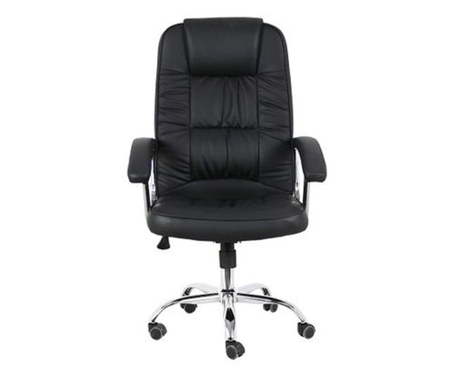 Upravljačka stolica LAUREN, ekološka koža, kromirana baza, Crna