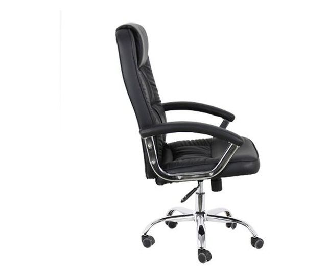 Upravljačka stolica LAUREN, ekološka koža, kromirana baza, Crna