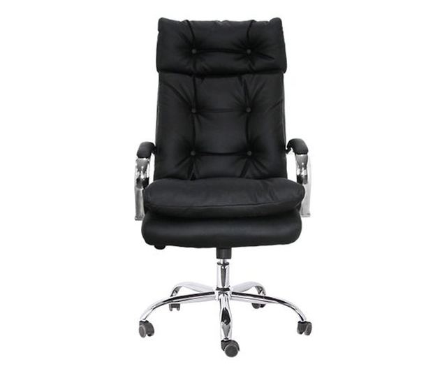 Upravljačka stolica SMART, ekološka koža, kromirana baza, crna