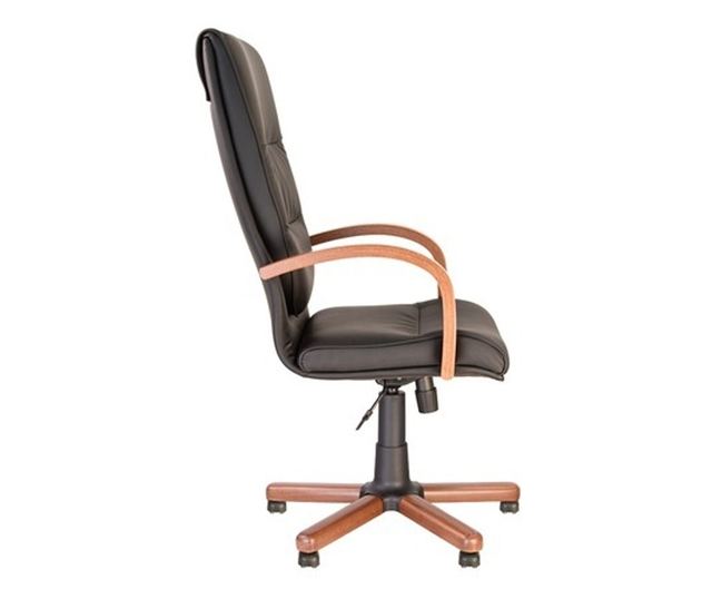 Stolica za direktora EXONIA EXTRA, drvene ruke, ekološka koža, Crna