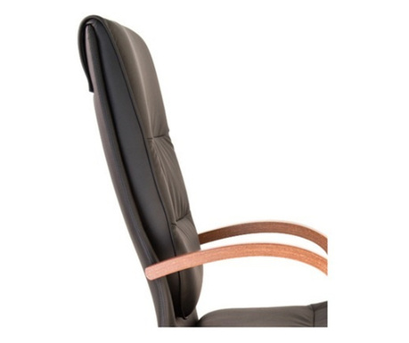 Set 2 scaune directoriale EXONIA EXTRA, brate din lemn, piele ecologica, Negru