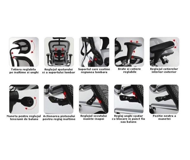 Stolac za upravljanje ERGOHUMAN Plus, mreža Crna, naslon za glavu 2D, lumbalna potpora, podesive 3D ruke