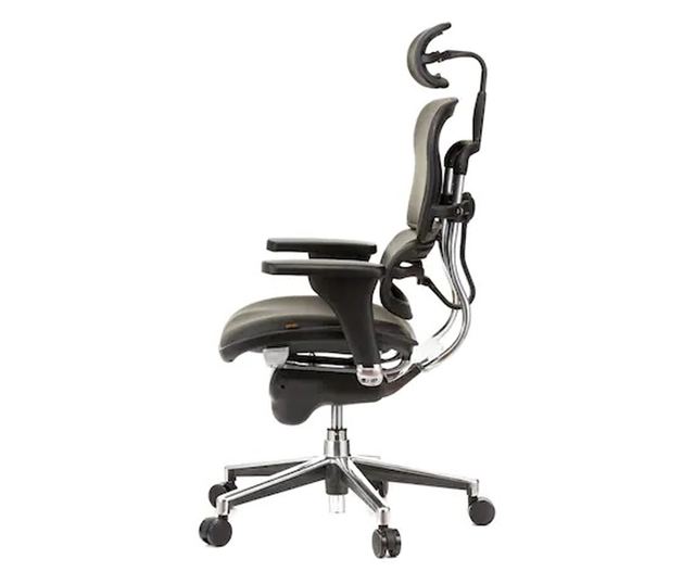 Direktorska stolica ERGOHUMAN Plus, crna prirodna koža, 2D naslon za glavu, lumbalna potpora, 3D podesivi nasloni za ruke