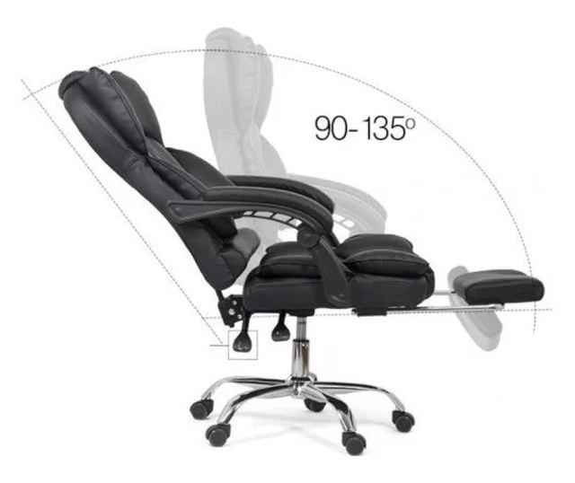 Upravljačka stolica ROLLS s produžetkom nogu, ekološka koža, Crna