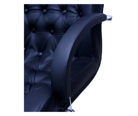 Изпълнителен стол CHEF LUX STEEL CHROME, Черна естествена кожа
