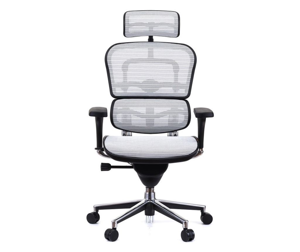 Upravljačka stolica ERGOHUMAN Plus, mreža Bijela, 2D naslon za glavu, lumbalna potpora, 3D podesive naslone. - 2