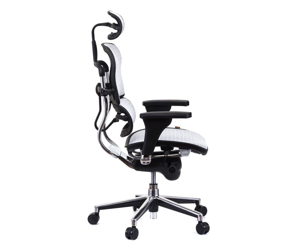 Upravljačka stolica ERGOHUMAN Plus, mreža Bijela, 2D naslon za glavu, lumbalna potpora, 3D podesive naslone. - 3