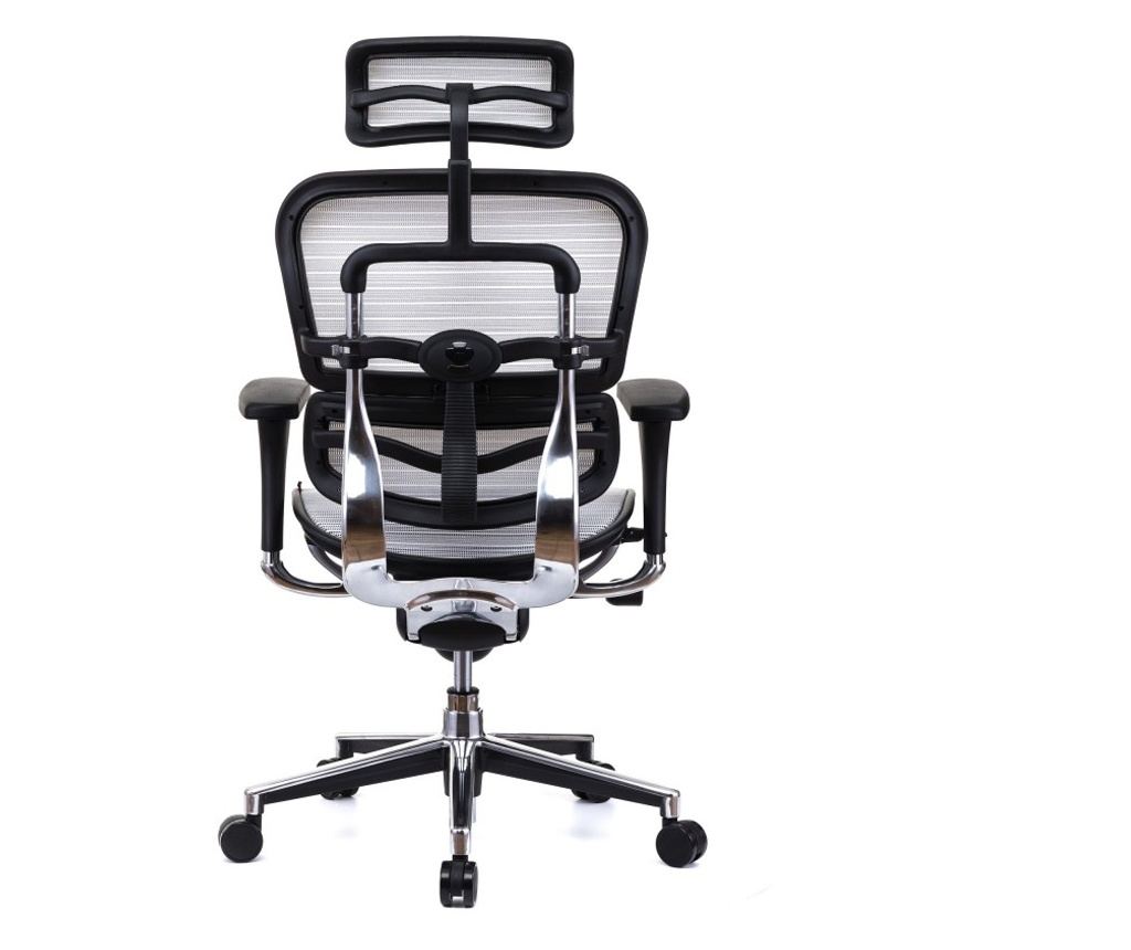 Upravljačka stolica ERGOHUMAN Plus, mreža Bijela, 2D naslon za glavu, lumbalna potpora, 3D podesive naslone. - 5