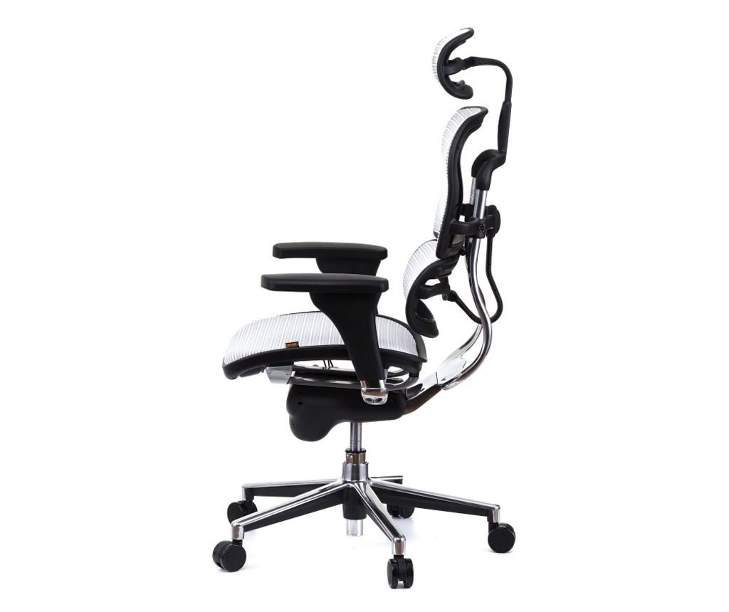 Upravljačka stolica ERGOHUMAN Plus, mreža Bijela, 2D naslon za glavu, lumbalna potpora, 3D podesive naslone. - 6