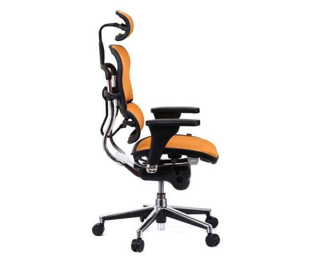 Stolac ERGOHUMAN Plus, mreža Narančasta, 2D naslon za glavu, lumbalna potpora, 3D podesive ruke