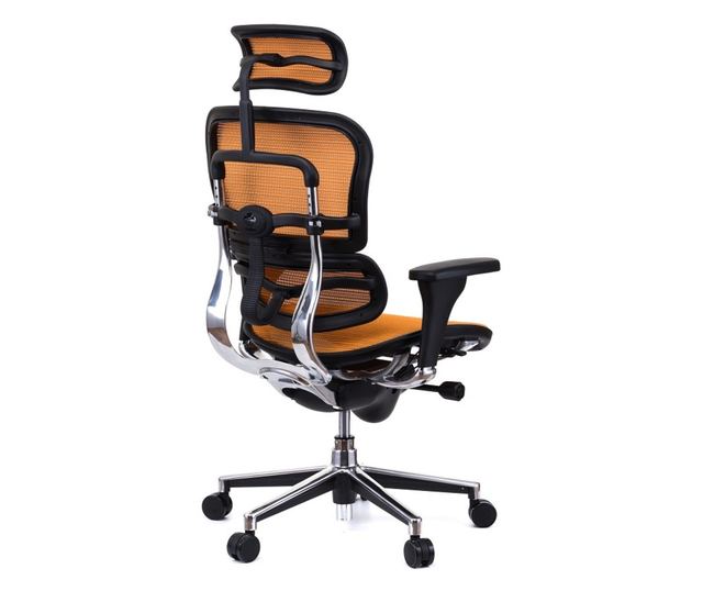 Stolac ERGOHUMAN Plus, mreža Narančasta, 2D naslon za glavu, lumbalna potpora, 3D podesive ruke