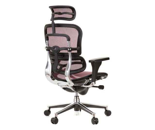 Stolac ERGOHUMAN Plus, mreža crvena, 2D naslon za glavu, lumbalna potpora, 3D podesive ruke