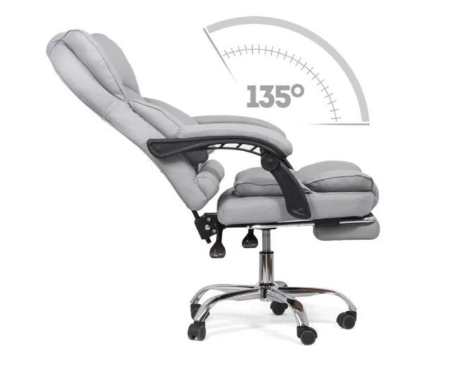 Upravljačka stolica ROLLS s produžetkom nogu, ekološka koža, Siva