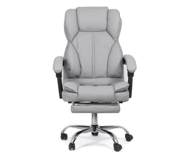 Upravljačka stolica ROLLS s produžetkom nogu, ekološka koža, Siva