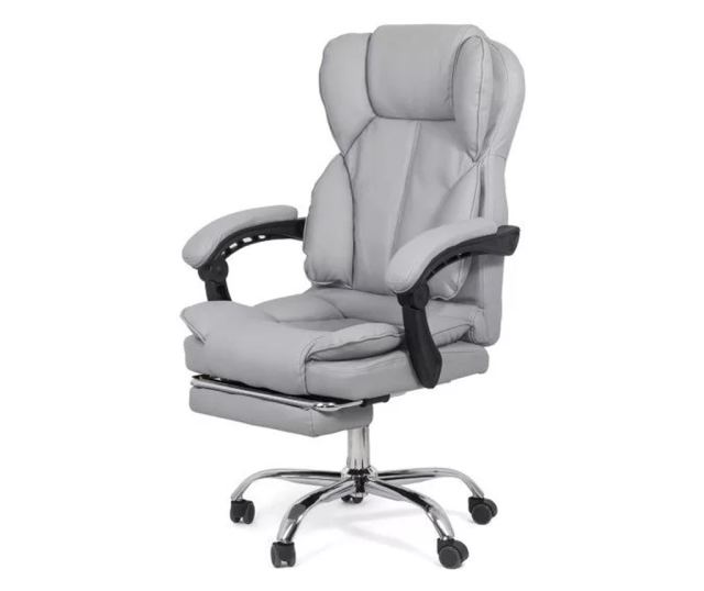 Upravljačka stolica ROLLS s produžetkom nogu, ekološka koža, Siva