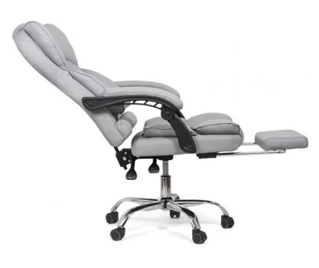 Upravljačka stolica ROLLS s produžetkom nogu, ekološka koža, Siva