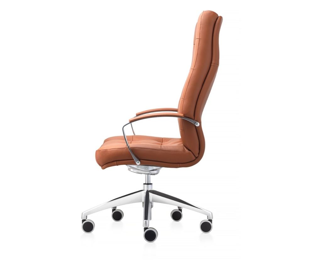 Stolac direktora ATLAS CHROME prirodna koža, svijetlosmeđi - 3