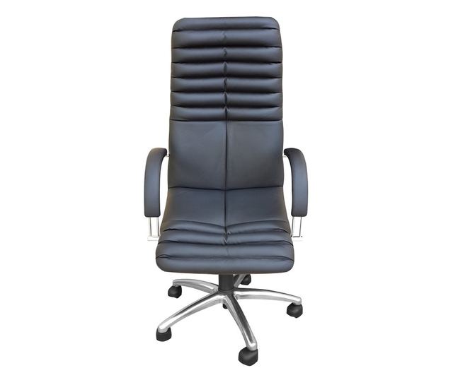 Stolac direktora GALATA STEEL CHROME, Crna prirodna koža