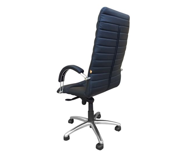 Stolac direktora GALATA STEEL CHROME, Crna prirodna koža