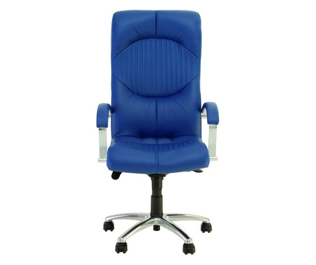 Stolac direktora GERMINI STEEL CHROME, Plava prirodna koža