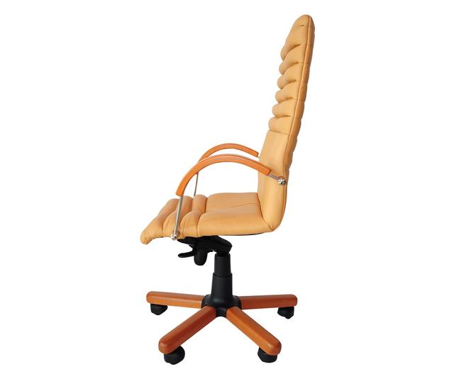 Stolac za upravu GALATA WOOD, Okrugla prirodna koža