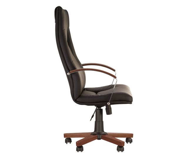 Stolac za upravu KINS WOOD, Crna ekološka koža