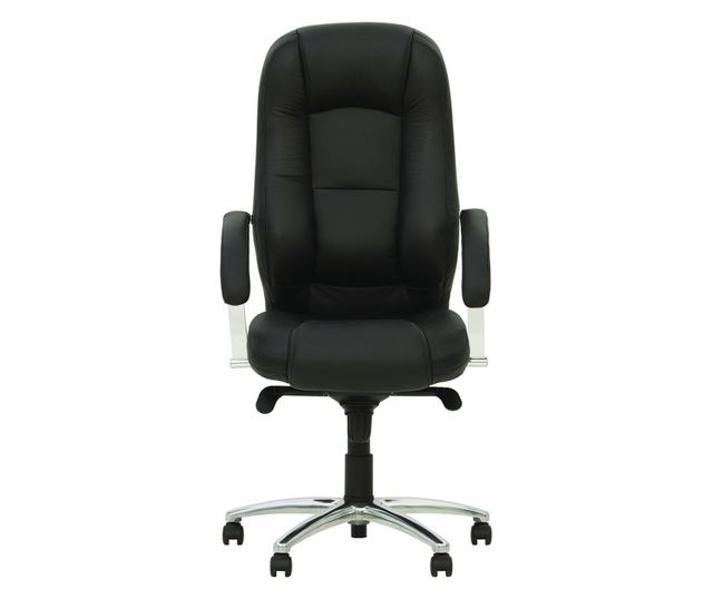 Stolac za upravu CHERRY STEEL CHROME, Crna ekološka koža