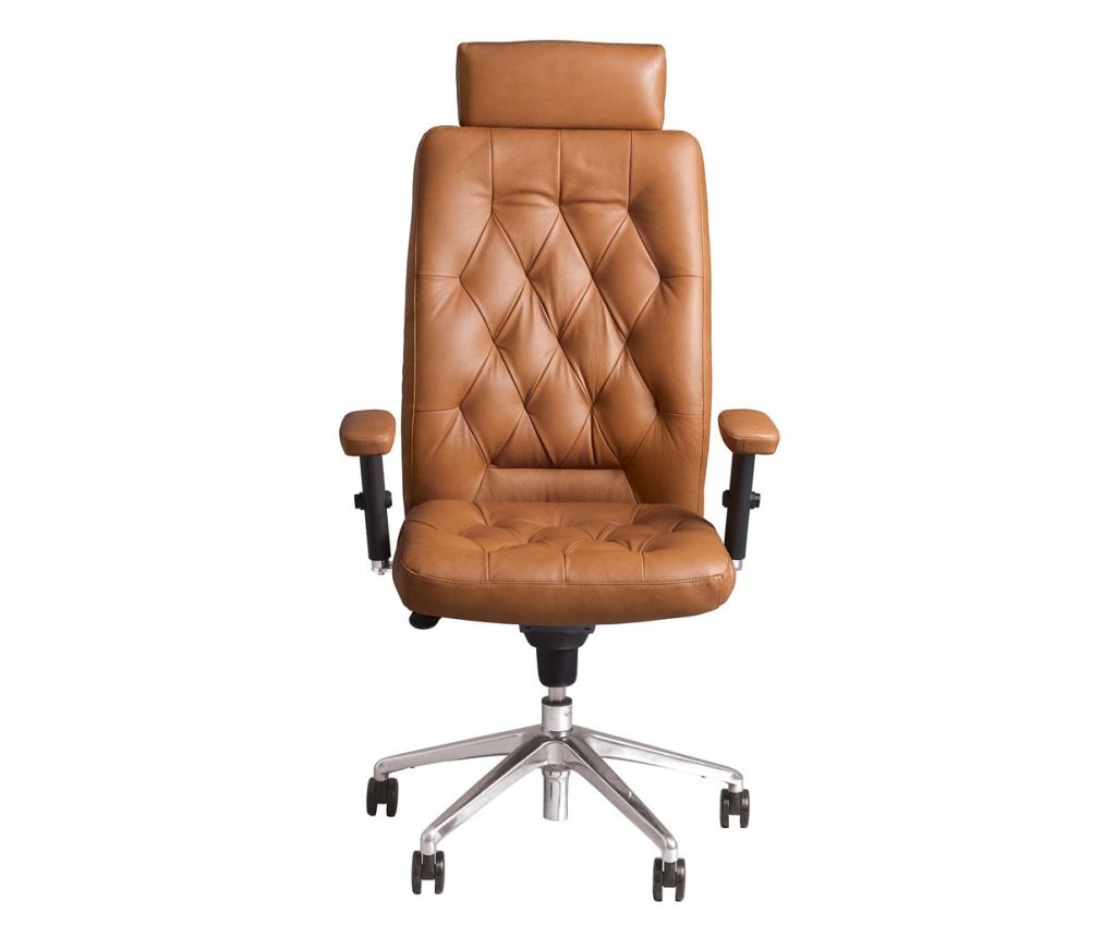 Upravljačka stolica CHEVY HR, smeđa prirodna koža - 2