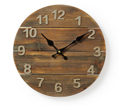 Ceas de perete Nedis, vintage, aspect lemnos, 30 centrimetri, 1 x AA