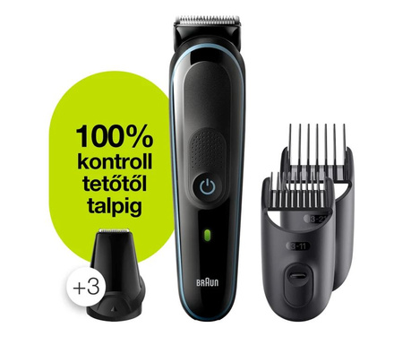 Braun All-in-one MGK5345 szakállvágó Elem 2,1 cm Fekete, Kék