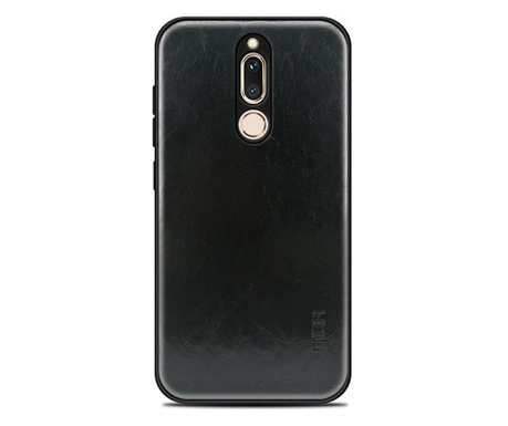 MOFI műanyag telefonvédő (szilikon keret, bőr hatású hátlap) FEKETE [Huawei Mate 10 Lite]