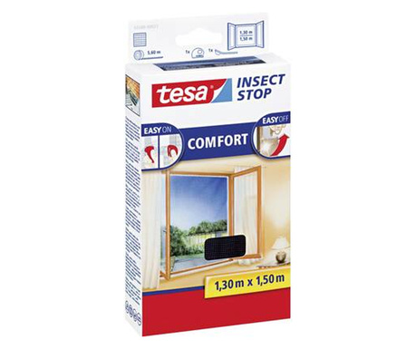 TESA® COMFORT szúnyogháló ablakra, 1,3 x 1,5 m, antracit