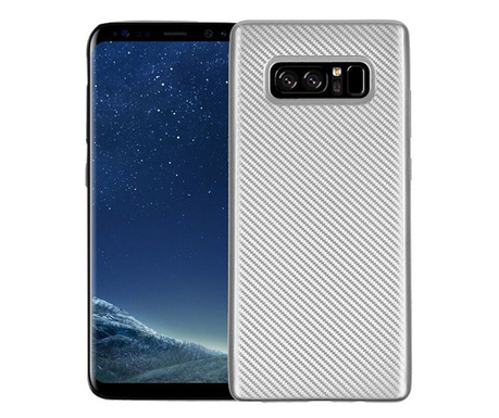 Protectie din silicon pentru telefon (model carbon) ARGINT [Samsung Galaxy S10 (SM-G973)] (5996457855094)