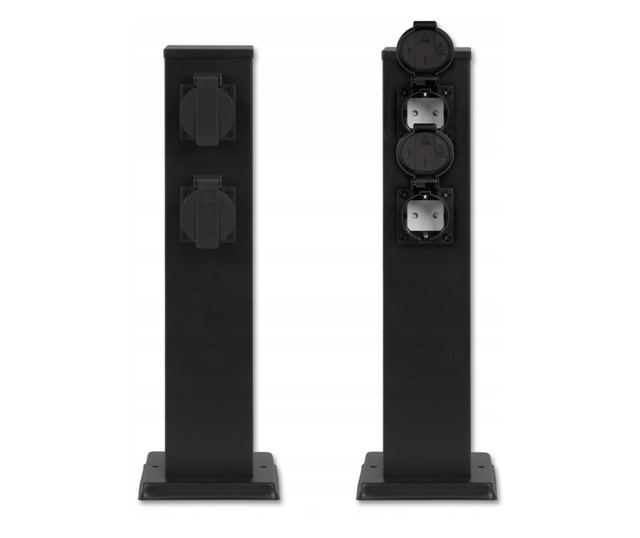 Vrtni stup s 4 utičnice, IP44, 400 mm, nehrđajući čelik, crni