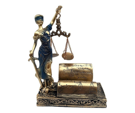 Statueta decorativa Zeita Justitiei cu suport pentru carti de vizita,18 cm, 143H