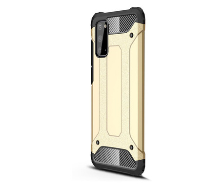 Defender műanyag telefonvédő (közepesen ütésálló, légpárnás sarok, szilikon belső, fémhatás) ARANY [Samsung Galaxy S20 5G (SM-G9