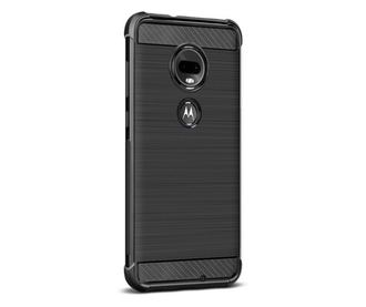 IMAK VEGA szilikon telefonvédő (közepesen ütésálló, légpárnás sarok, szálcsiszolt, karbon minta) FEKETE [Motorola Moto G7 (XT196