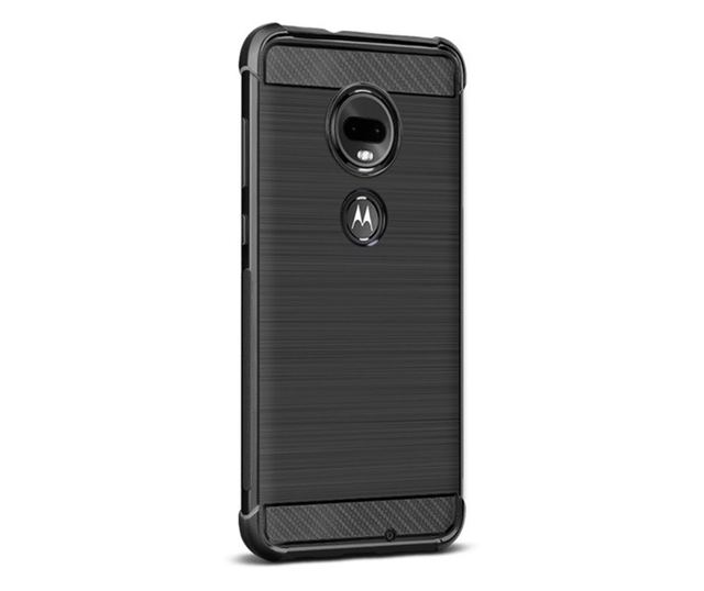 IMAK VEGA szilikon telefonvédő (közepesen ütésálló, légpárnás sarok, szálcsiszolt, karbon minta) FEKETE [Motorola Moto G7 (XT196