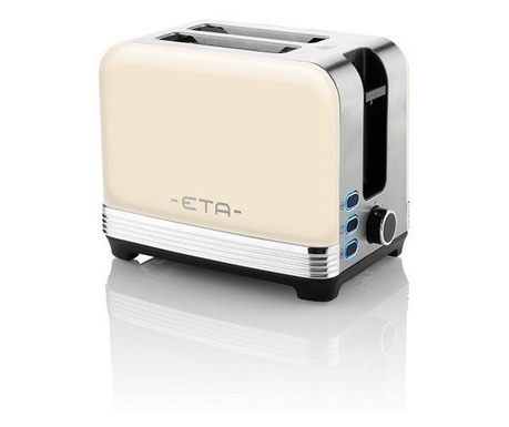 Ретро тостер, ETA, 2 филийки, 7 степени на запичане, 930 W, Неръждаема стомана, Бежов