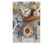 Pamut fehér asztalterítő kék rózsás 100x100 cm