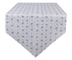 Pamut fehér asztali futó kék rózsás 50x160 cm