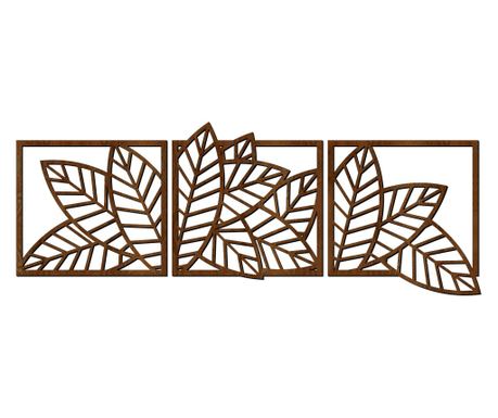 Dekorativni stenski panel, triptih Lovie Leaves, 3 delni, 175x65cm, oreh