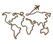 Fali dekoráció, Lovie World Map Travel, 95x65cm, Dió