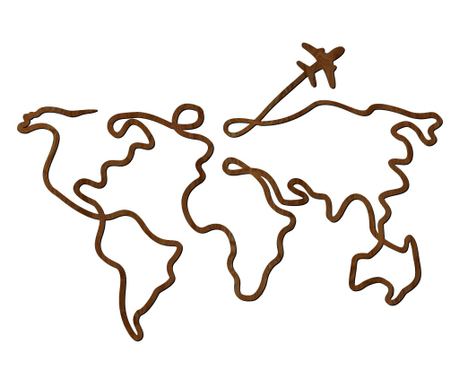 Διακόσμηση τοίχου, Lovie World Map Travel, 95x65cm, Καρυδιά